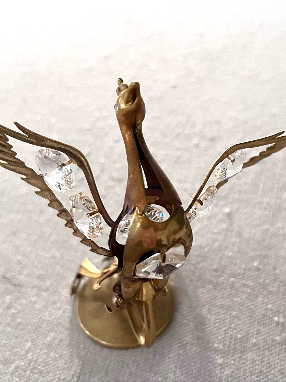 Gold-plated 4” Phoenix Figurine with Clear Swakowski Crystal Accents